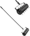 VEVOR Rolling Lawn Aerator, 18-inch Heavy-Duty Manual Rolling Aerator Lawn with Detachable Handle and 27 Iron Spikes, Rolling Lawn Aeration Tool for Garden Patio Yard Compacted Soils and Lawns, Black by VEVOR