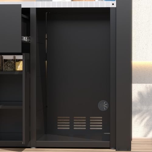 MOUMON 8.6Ft Outdoor Kitchen Grill Gazebo with Storage Cabinet, Red Brown - Image 5