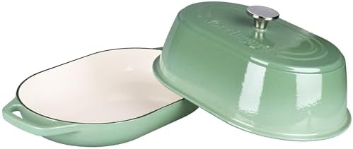 VORRINGARD Enameled Cast Iron Dutch Oven Pot with Dome Lid, Oval Bread Oven for Homemade Sourdough Bread Baking, Oven Safe up to 500°F, 6 Quart, Sage Green - Image 7