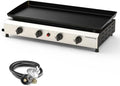 4 Burner Flat Top Grill, 30 Inch Stainless Steel Tabletop Portable Propane Griddle, 40,000 BTU BBQ Gas Griddle Flat Grill for Outdoor BBQ by ADREAK