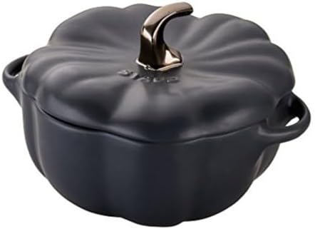 STAUB Ceramic 0.75-qt Petite Ceramic Pumpkin, Oven & Stove Safe up to 572°F, Pumpkin Dish, Ceramic Baking Dish, Candy Dish, Matte Black by Unknown