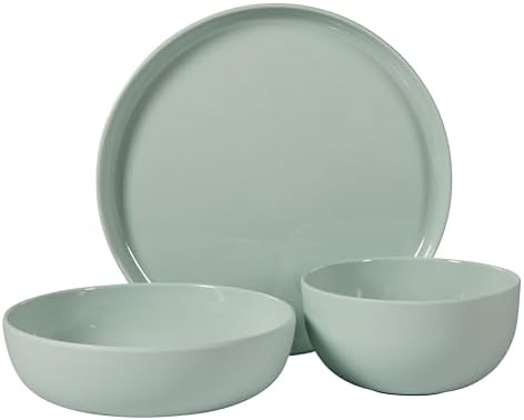 Gibson Home Candy Skies 12 Piece Unbreakable Wheat Straw Melamine Plates and Bowls Dinnerware Set - Outdoor, Camping, & Everyday Use - Matte Exterior/Shiny Interior Green - Image 5