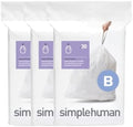 simplehuman Code B 90 Count Custom Fit Liners, Drawstring Kitchen Trash Bags, One-by-One Mess-Free Dispense, Extra Thick & Double Seamed, 50% PCR Plastic, 6 Liter / 1.6 Gallon, White by Unknown