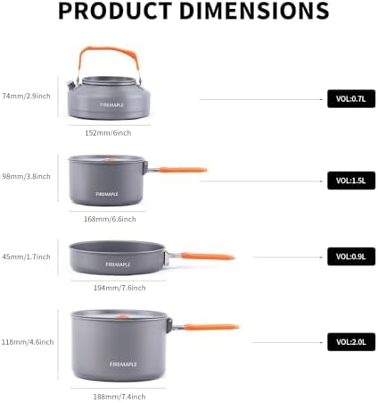 Fire-Maple Feast Outdoor Camping Cookware, Pot and Pan Set Stackable Kit - Image 2