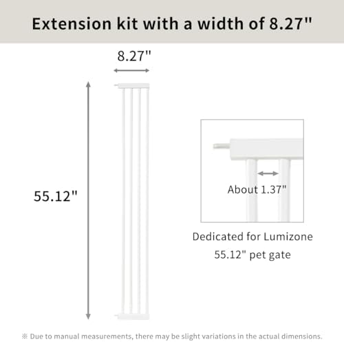 Lumizone Extra Tall Cat Gate Extension Kit 55.12" High 8.27" Wide White - Image 3