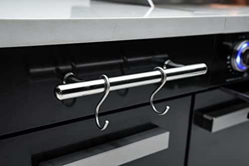 Mont Alpi Premium 70"W x 24"D Black Stainless Steel Compact Outdoor Kitchen Island with Access Doors + 32"W 4-Burner BBQ Grill with Infrared Rear Burner + Storage Cabinets + White Granite Countertops - Image 4