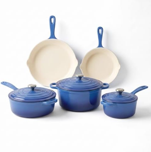 QuliMetal 5-Piece Blue Enameled Cast Iron Cookware Set by QuliMetal