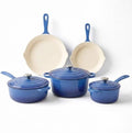QuliMetal 5-Piece Blue Enameled Cast Iron Cookware Set by QuliMetal