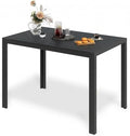 LIFERUN Outdoor Patio Dining Table, Wood-Like Top Aluminum Frame Table by PowerYourEveryWorkout