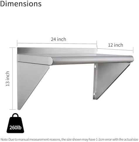 Stainless Steel Shelf 12"x24", Wall Mounted Metal Kitchen Shelf - Image 3