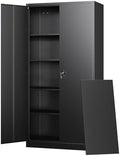 Letaya Metal Garage Storage Cabinets with Lock Door and Adjustable Shelves, Steel Tool Cabinets for Home,Office,Warehouse Organisieren (Black) by LetayaMetalCabinets