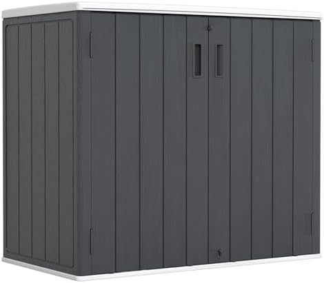 ZZM 37 Cu.ft Outdoor Storage Shed with Floor HDPE Double-Wall Resin Sheds Outdoor Storage, Lockable Weatherproof Storage Cabinet Fit for Garden Tools, Garage can, Bike, Patio Furniture, Black by ZZM