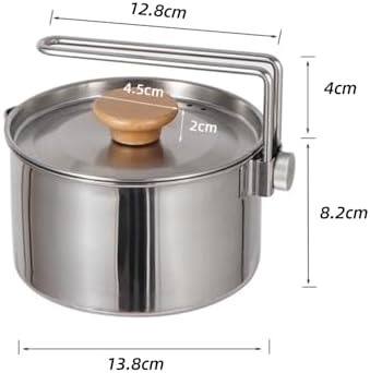 OUKENS Camping Kettle, 1L 304 Stainless Steel Camp Pot with Foldable Handle, for Outdoor Cooking, Ideal Portable Cookware Backpacking Pot for Camping, Hiking, Picnic, Campfire, Stove - Image 2