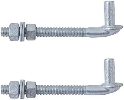 VIVIDA 5/8" X 6" J Bolt Gate Hinge, Heavy Duty Gate Hinge Bolt, 2-Pack by VIVIDA