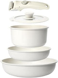 GiPP 5Pcs Pots and Pans Set Non Stick, Cookware Sets Nonstick Detachable Handle, Induction Kitchen Set Removable Handle, RV Cookware set, Oven Safe by GiPP