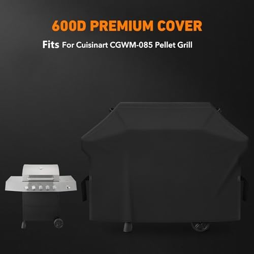 Heavy Duty 600D Polyester Cover Compatible with Cuisinart CGWM-085 and Most Pellet Grill Cover, 69" L x 24" D x 46" H, Black - Image 3