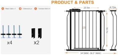 34 to 38.5 Inch Wide Baby Gate for Stairs Doorways - Image 2