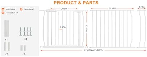 62 to 67 Inch Extra Wide Baby Gate for Doorway Stairs - Image 2