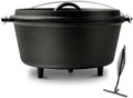 Pre-Seasoned 10QT Large Cast Iron Camping Dutch Oven Pot with Lid by Blingco