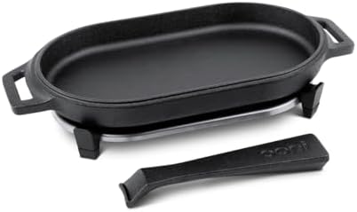ooni Cast Iron Sizzler Pan - Griddle Frying Pan, 12" x 6" Sizzler Plate with Removable Handle and Stainless Steel Trivet, Pre-Seasoned Non-Stick Oven Safe Cookware, Pizza Oven and BBQ Accessories - Image 2