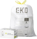 EKO 1.6 Gallon /3-6 Liter,Small Drawstring TrashBags,Extra-Strong Unscented Garbage Bags,Easy-Dispense Roll-Kitchen &Household Use,Resists Tears,Leaks & Punctures,Code A, White, 80 Count (Pack of 12) by Unknown
