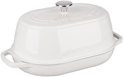 VORRINGARD Enameled Cast Iron Dutch Oven Pot with Dome Lid, Oval Bread Oven for Homemade Sourdough Bread Baking, Oven Safe up to 500°F, 6 Quart, White - Image 6