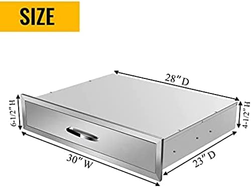 Stainless Steel Outdoor Kitchen BBQ Island Drawers - Flush Mount Triple Access, 30Wx23Dx6.5H - Image 2