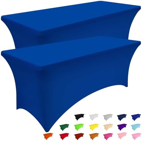 Smiry 2 Pack Spandex Table Cloth 4FT, Elastic Fitted Blue Tablecloth by Smiry