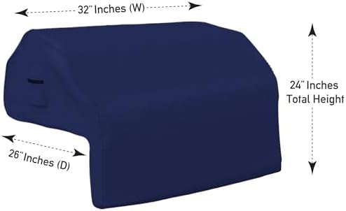 Covers & All Built-in Grill Cover for Outdoor Grill – Heavy Duty 12 oz Waterproof Built-in BBQ Grill Cover, PVC-Coated Polyester with Elastic Hem for Snug Fit (32 x 26 x 24 inches, Blue) - Image 3