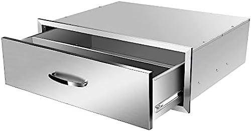 BBQ Outdoor Kitchen Drawers Stainless Steel 3-Drawer BBQ Drawer Enclosed Built-in Drawer Flush Mount for Outdoor Kitchens & BBQ Islands,30Wx23Dx10H by OLIPIC