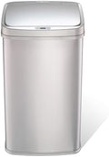 Ninestars 13 Gallon Automatic Trash Can, 50L Touchless Motion Sensor Garbage Can with Odor-Sealing Lid, Rectangular Stainless Steel, Silver Trim by NINESTARS