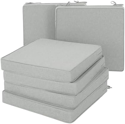 Outdoor Chair Cushions, Set of 6, 22 x 22 Inch, Light Grey by Unknown