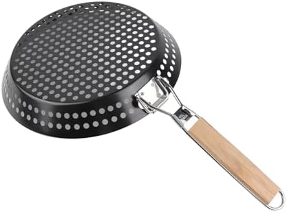 Mingzhe Non Stick Grill Skillet Pan with Wooden Handle for Outdoor Barbecue Cooking Metal 30.5cm by Unknown