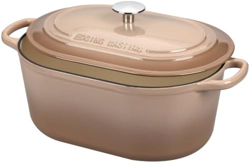 EDGING CASTING Enameled Cast Iron Oval Dutch Oven, 6QT, Mocha - Image 4