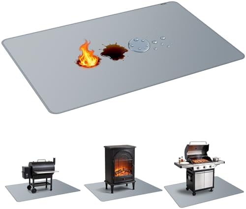 PAWBOSE 76x52 Inch Under Grill Mat for Outdoor Grill, Double-Sided Fireproof BBQ Mat for Patio and Deck, Waterproof Oil-Proof Fire Pit Mat & Indoor Fireplace Protector Pad by PAWBOSE