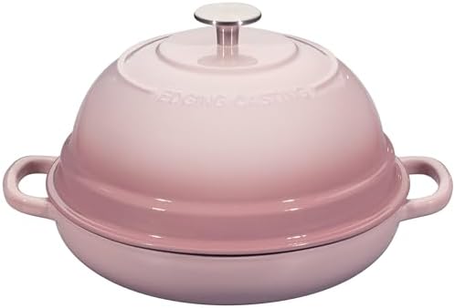 EDGING CASTING Enameled Cast Iron Dutch Oven Pot with Lid, Round Bread Oven for Homemade Sourdough Bread Baking, 6 Quart, Pink by EDGINGCOOKWARE