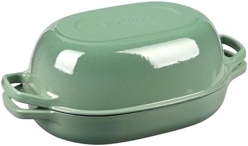 EDGING CASTING Enameled Cast Iron Oval Dutch Oven Pot with Lid, Dutch Oven for Sourdough Bread Baking, Bread Oven, Bread Dutch Oven, Oval Bread Pan, 7qt, Sage Green - Image 5