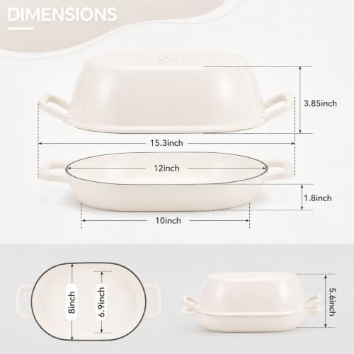 Enameled Cast Iron Oval Bread Oven White - Image 2
