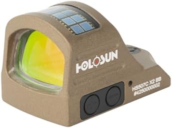 HOLOSUN 407C/507C-X2 Series, 2 MOA Dot, 32 MOA Circle Dot Options, 7075 Aluminum, Open, Solar, Shake Awake, RMR Footprint (Red or Green Reticle) (Black, Burnt Bronze) by Unknown
