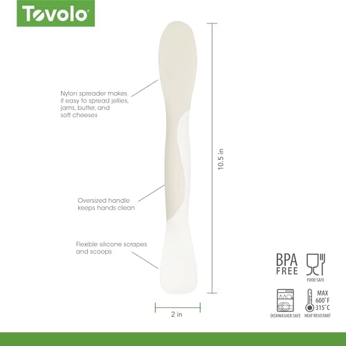 Tovolo Scoop and Spread Large Dual End Silicone Sandwich Spreader Tool with Nylon Handle, BPA Free Dishwasher Safe Silicone and Nylon Tool for Spreading and Scooping, Buttercream and Ivory - Image 6