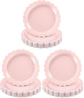 NatNarr 30 Pcs Pink Paper Plates 9 Inch Scalloped Pink Plates Cute Dessert Cake Party Plate for Girls Birthday, Baby Bridal Shower, Wedding (Pack of 3) by NatNarr