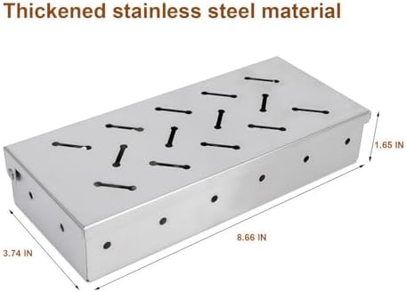 Smoker Box for Gas Grill,Wood Chip Stainless Steel Pellet Smoke Box for All Grills Oven,Hinged Lid, Heavy Duty BBQ Smoked Flavor Accessories Party for Barbecue Outdoor - Image 7