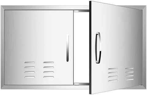 Outdoor Kitchen Doors with Vents - 36W x 21H Inch - 304 Stainless Steel BBQ Access Door with Detachable Handles for Outdoor Grill Cabinet,BBQ Island by MIGODA