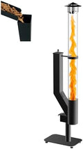 Smokeless Wood Pellet Patio Heater, Spiral Swirling Flame Glass Tube Fire Pit for Patio/Garden/Backyard, Anti-Tip Steel Base with Adjustable Feet, Outdoor Use Only by GOORIDA