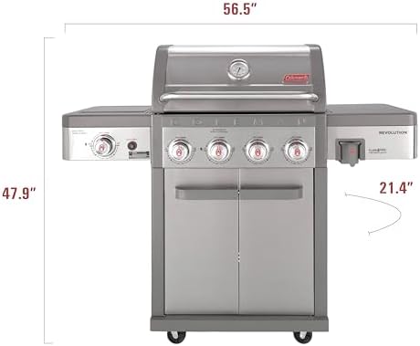 Coleman Revolution 4-Burner Gas Grill with Side Burner, Convertible Propane to Natural Gas, 50,000 + 13,000 BTU, 650 sq in, Outdoor BBQ Grill - Image 4