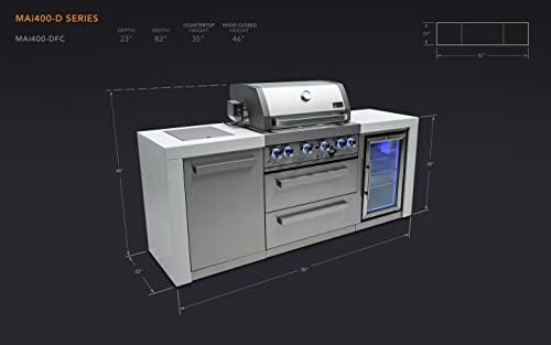 Mont Alpi MAi400-DFC-NG 4-Burner 78000 BTU Deluxe Stainless Steel Modular Outdoor Kitchen Island Grill with MANGK Natural Gas Conversion Kit + Fridge Cabinet, Granite Countertops & 2 Infrared Burners - Image 2