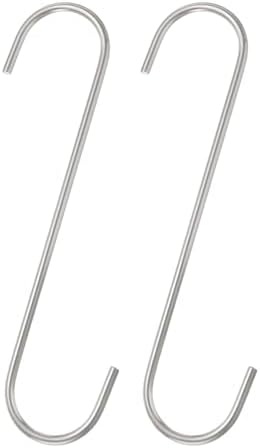 HARFINGTON 2pcs Long S Hooks 8" Metal S-Shaped Hanging Hooks Silver by HARFINGTON