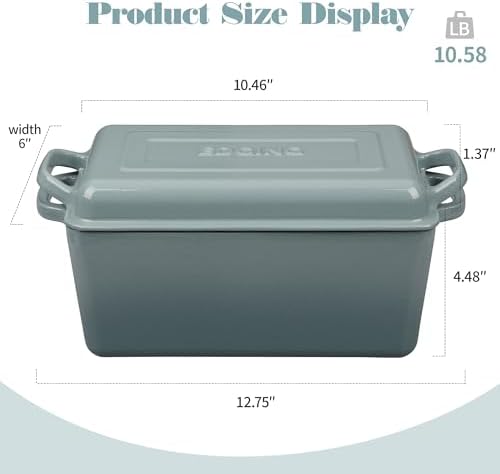 EDGING CASTING Enameled Cast Iron Dutch Oven, Oblong Bread Oven for Sourdough Bread Baking, Baking Pan, Dual Handles, Oven Safe, 4 Quart, Seasalt - Image 2