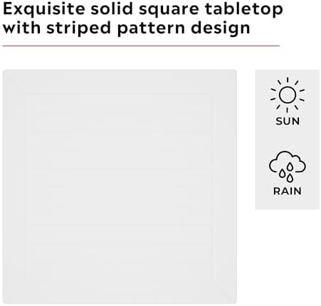 Costaelm Patio Dining Table for 4, Square PP Patio Table, 4-Person Weather Resistant Deck Table for Porch Poolside Lawn Garden Backyard, White - Image 3