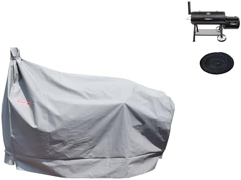 Heavy Duty Charcoal Grill Offset Smoker Cover, Outdoor Smokestack BBQ Cover, Special Fade and UV Resistant Material, Fits Brinkmann Trailmaster, Char-Broil, Dyna-Glo and More Grey - Image 4
